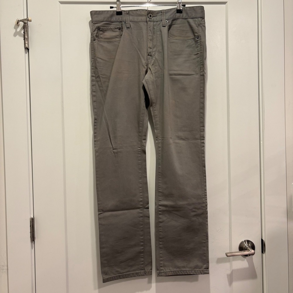 Express Jeans Rocco Slim Fit Skinny Leg Gray Cotton Pants 32x32